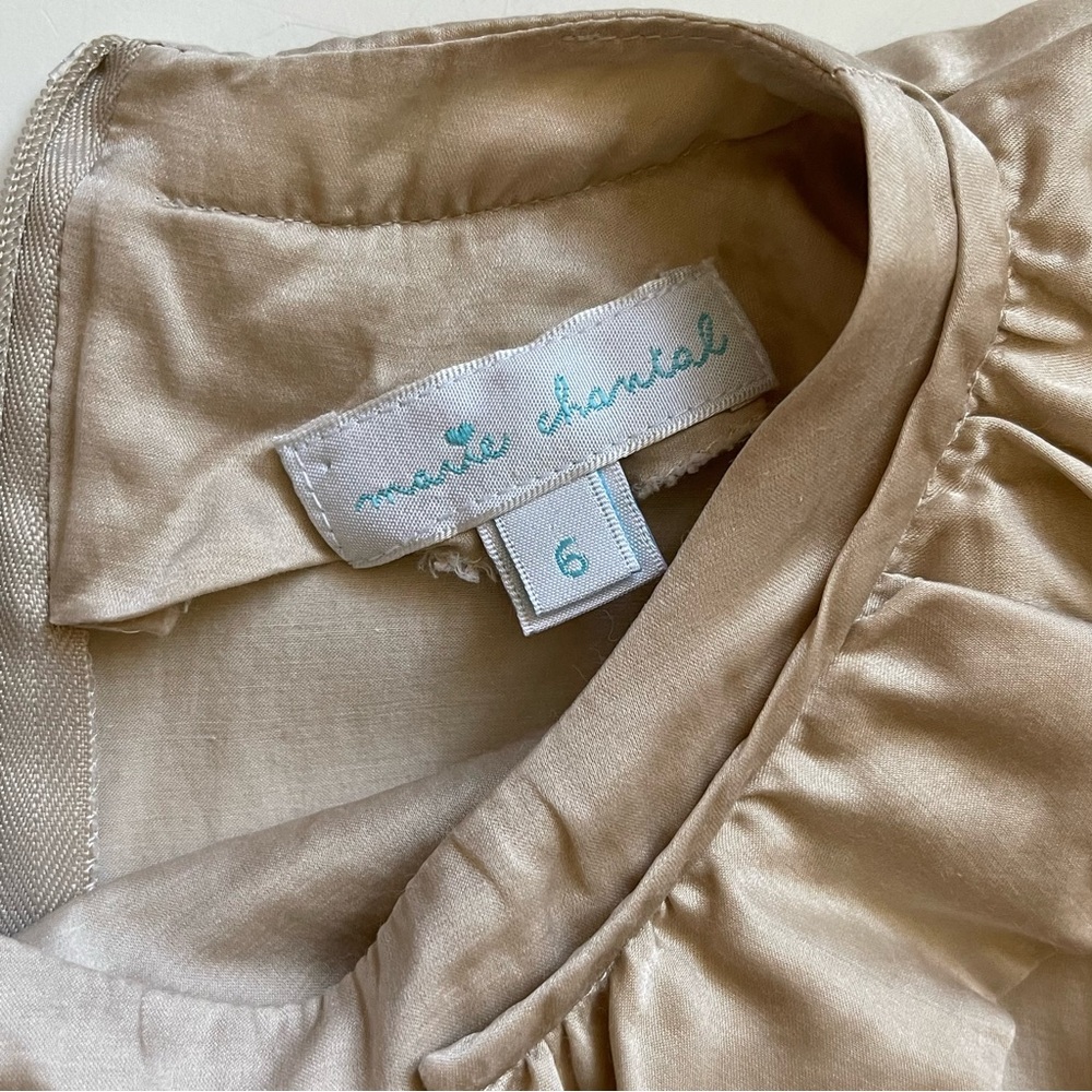 Marie Chantal Cream Silky Dress with Ruffles - Size 6 - Picture 16 of 16